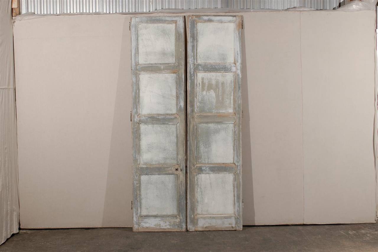 Pair of 19th Century French Painted Wood Doors In Good Condition In Atlanta, GA
