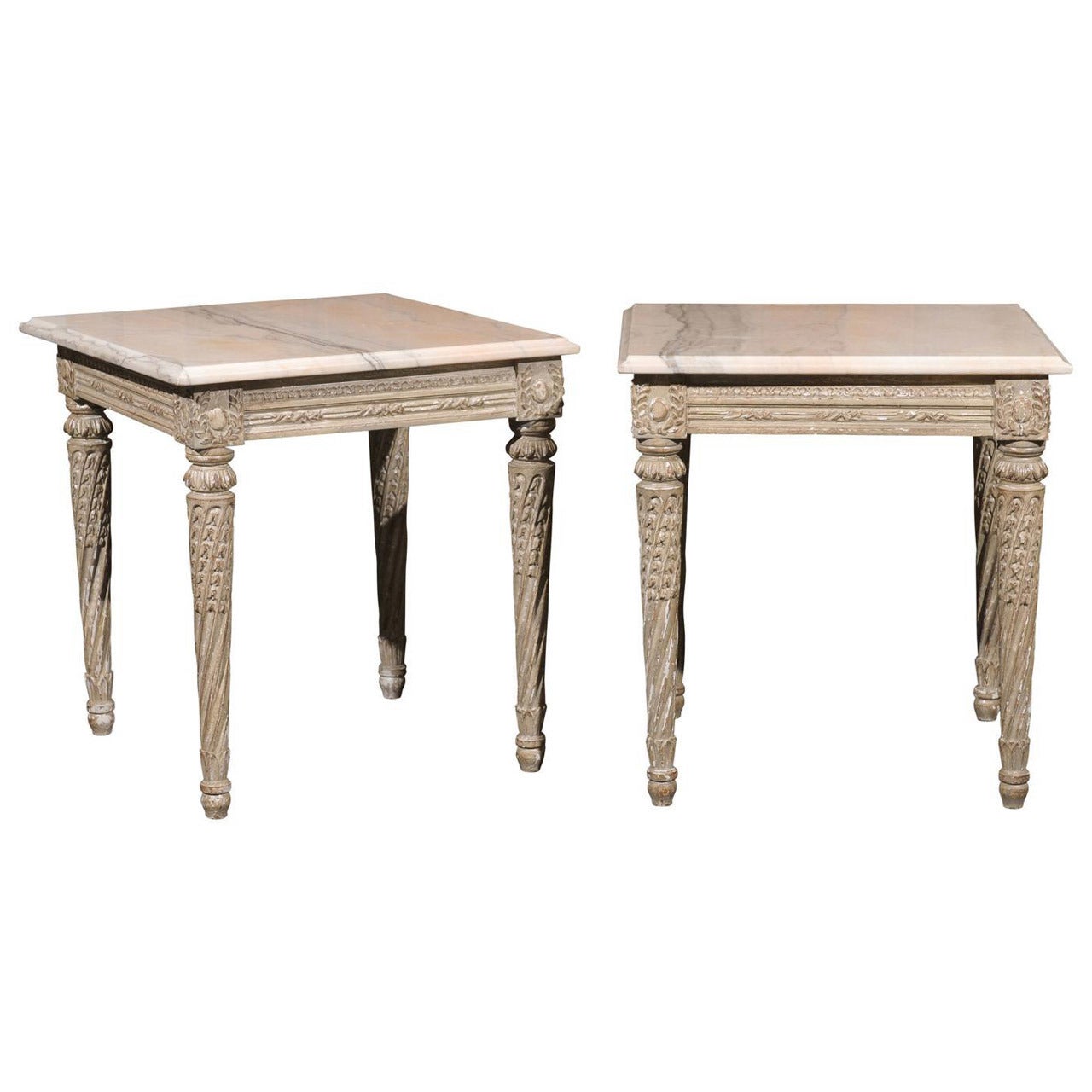 Pair of Marble-Top Italian Side Tables