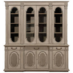French Early 20th Century Painted Wood Breakfront Cabinet