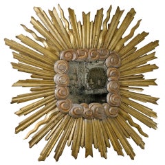 Exquisite Italian Early 19th C. Gilt Sunburst Mirror w/Clouds, 6 Ft. x 6 ft.