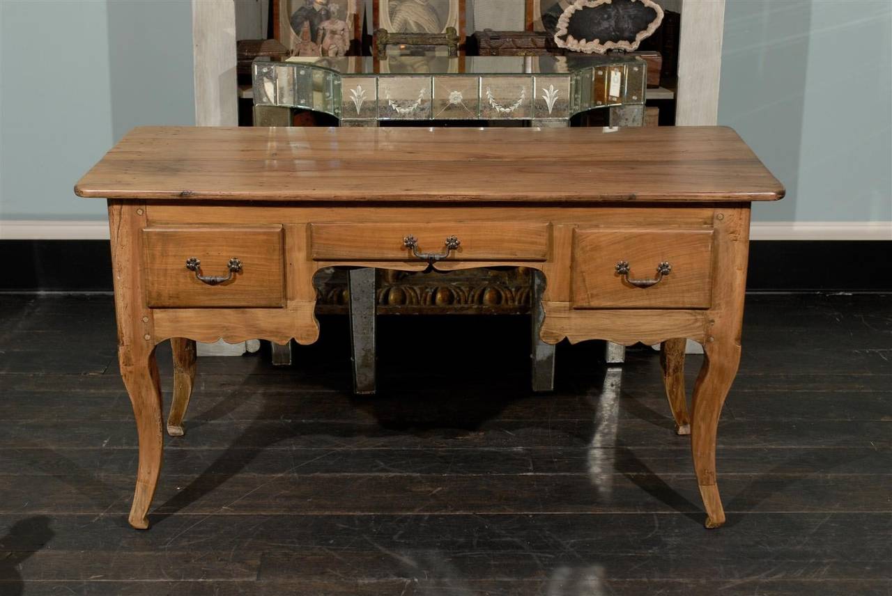 French Small Size Three-Drawer Wooden Desk In Good Condition In Atlanta, GA