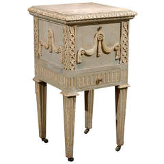 French Drop-Front Nightstand Table on Casters and Marble Top 8