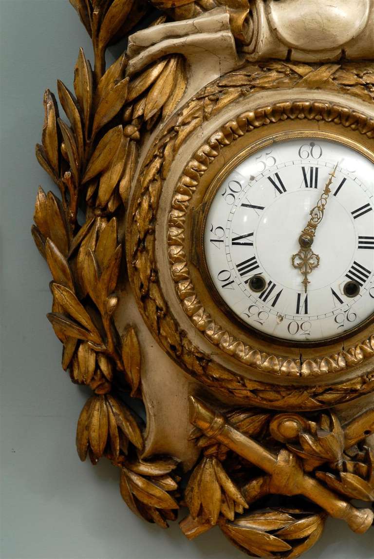 French Painted and Gilded Wall Clock from the Turn of the Century 2
