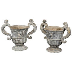 Pair of Early 1800s French Lead Urns