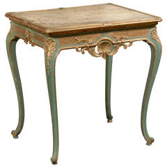 19th Century Italian Painted and Gilded Side Table with Marbleized Top