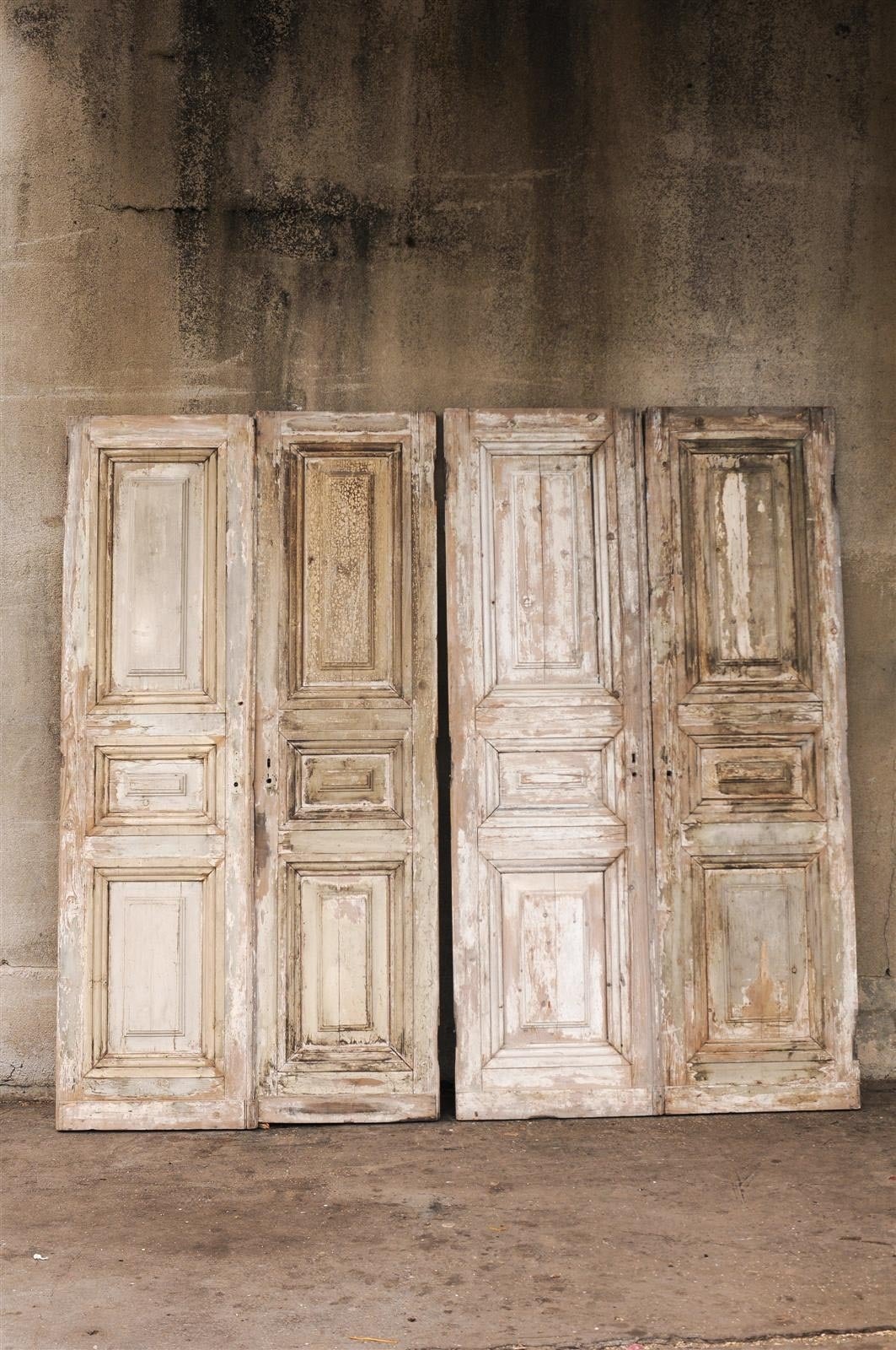 Painted A Pair of French 19th Century Wooden Doors