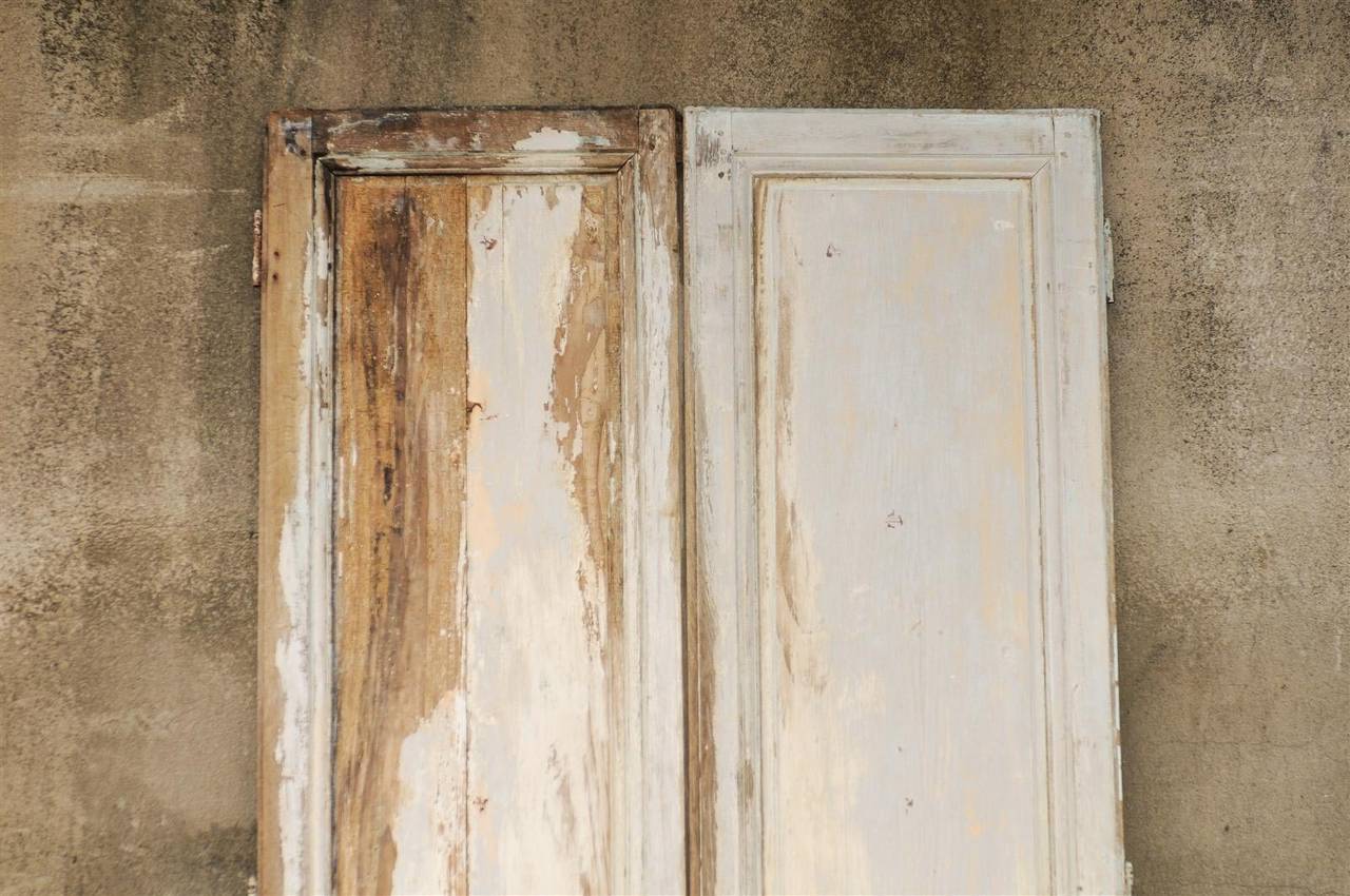 Pair of French 19th Century Painted Wood Doors In Good Condition In Atlanta, GA