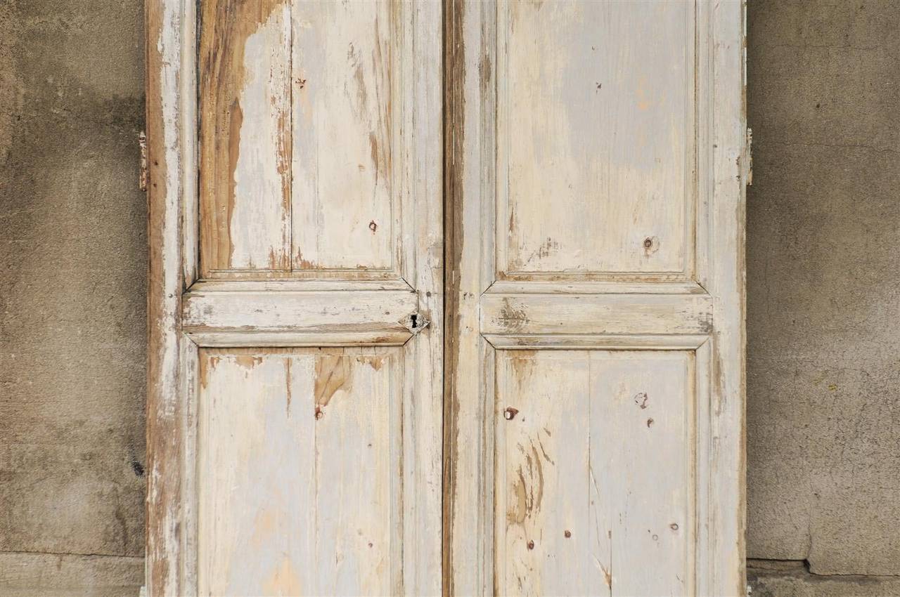 Pair of French 19th Century Painted Wood Doors 1