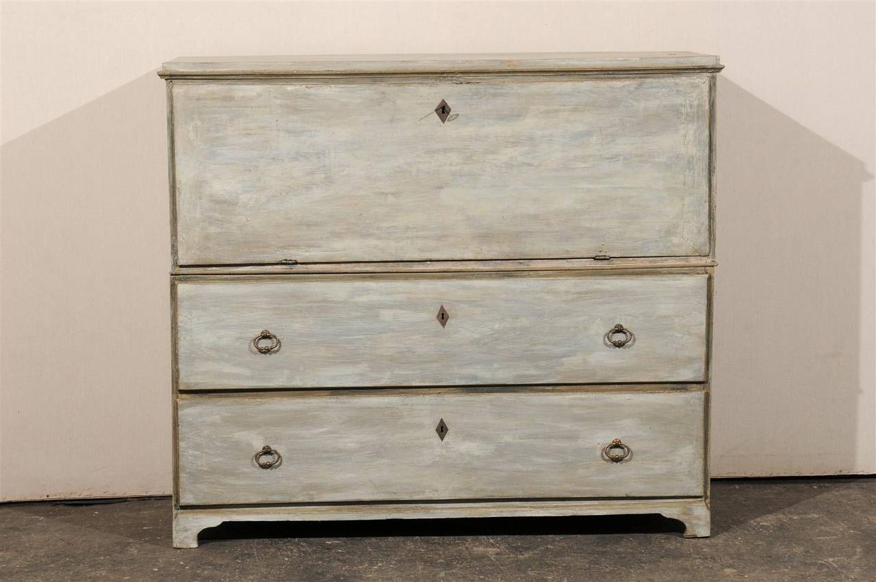 Swedish Early 19th Century Painted Wood Drop-Front Desk