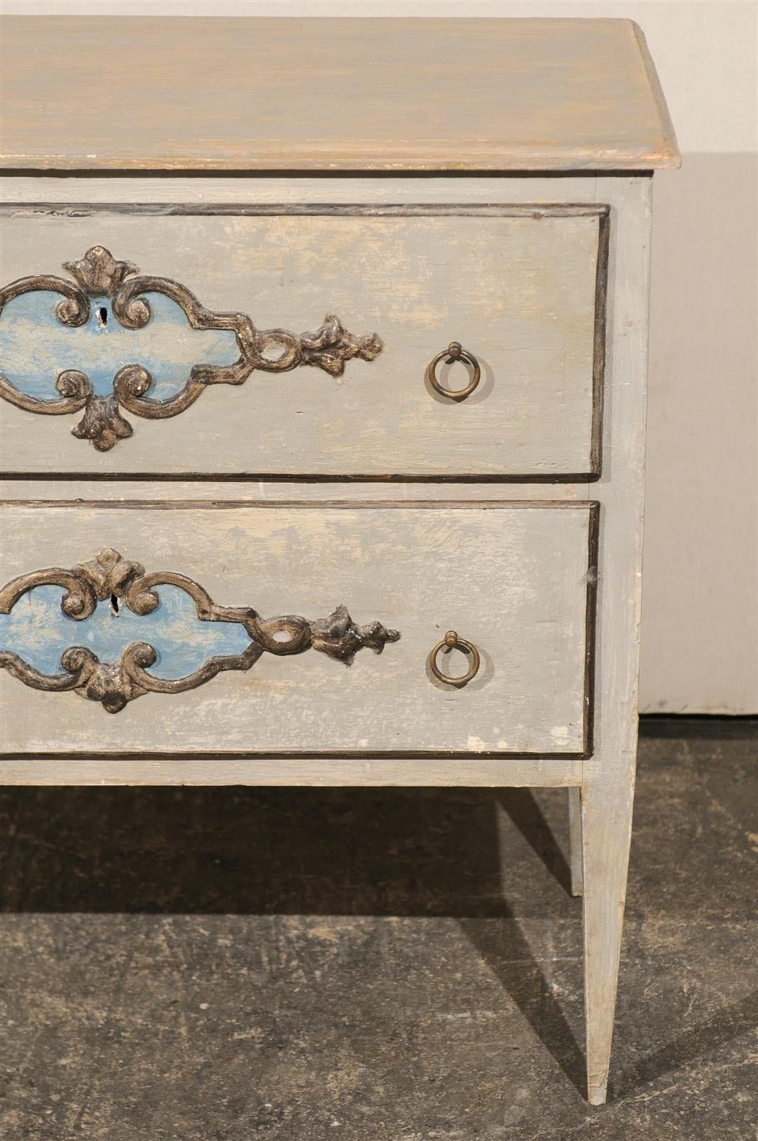 20th Century Exquisite Pair of Italian Painted Wood Two-Drawer Chests