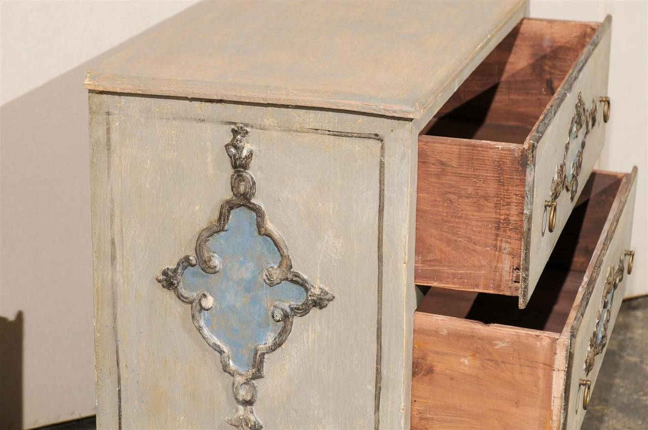 Exquisite Pair of Italian Painted Wood Two-Drawer Chests 2