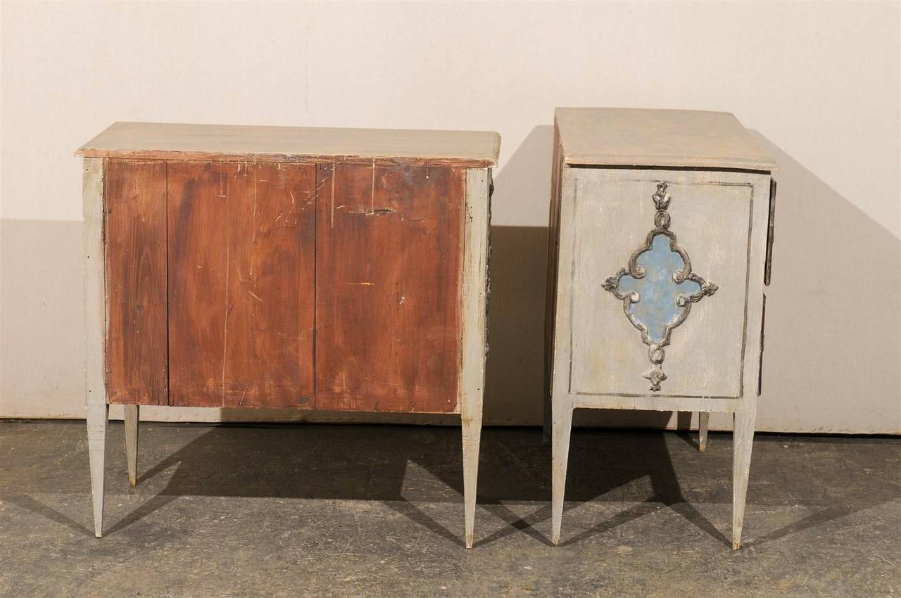 Exquisite Pair of Italian Painted Wood Two-Drawer Chests 4