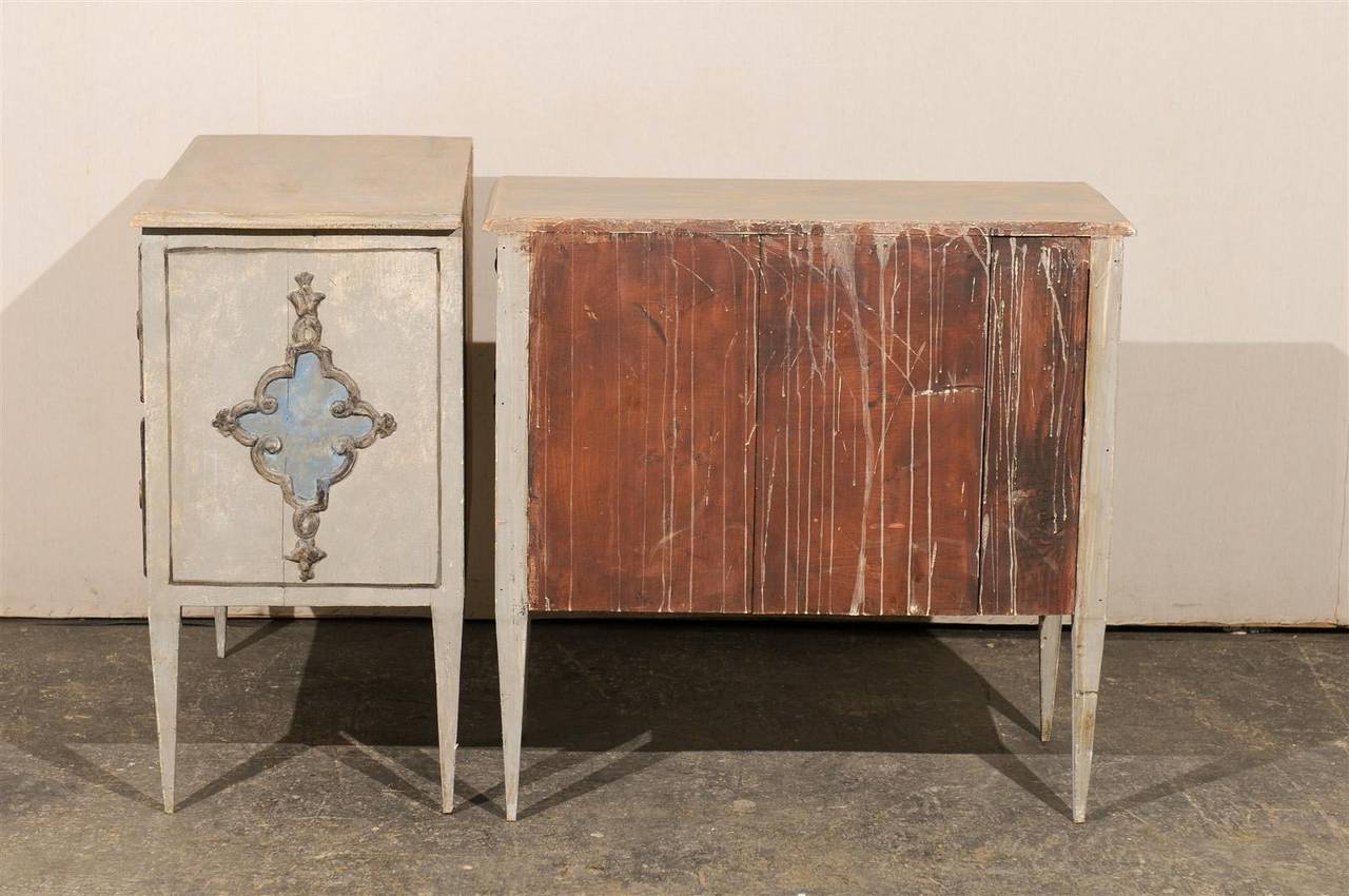 Exquisite Pair of Italian Painted Wood Two-Drawer Chests 5