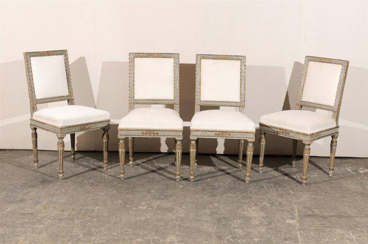Gilt Set of Four Exquisite 18th Century Italian Side Chairs