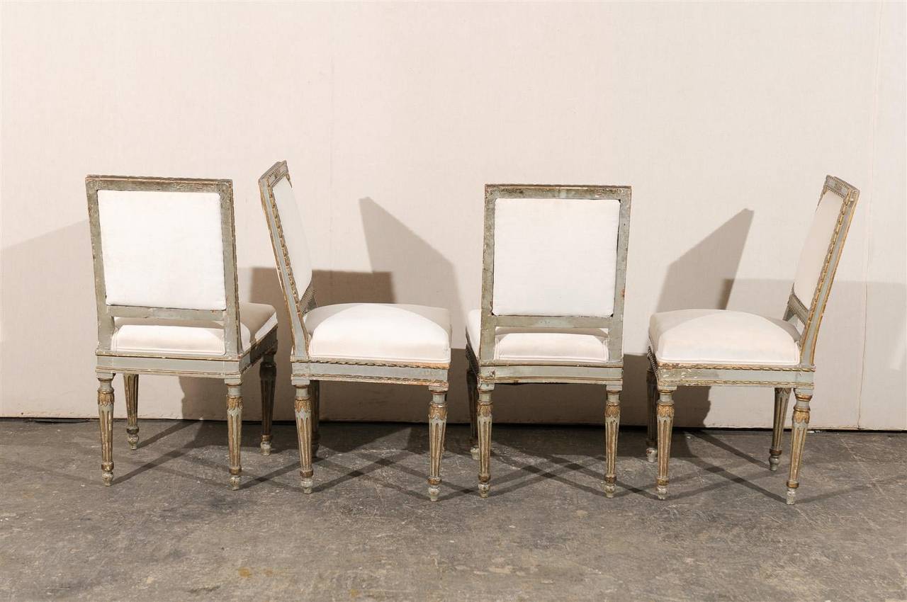 Wood Set of Four Exquisite 18th Century Italian Side Chairs