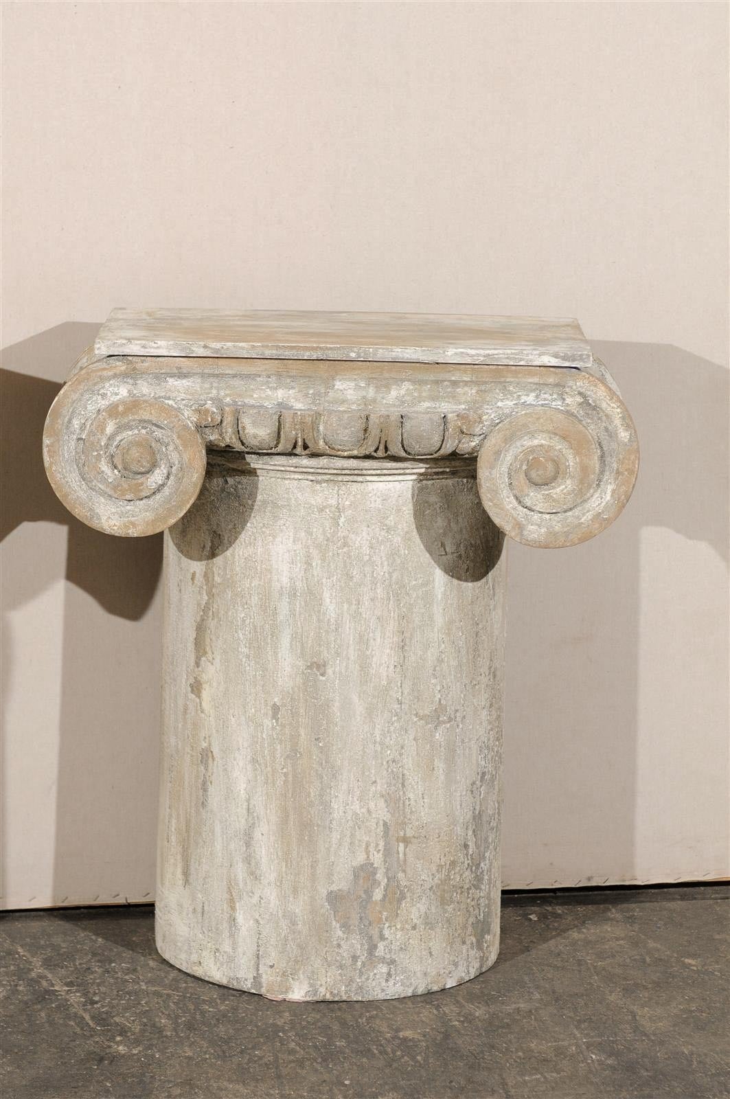 Pair of Painted Wood American Ionic Capital Console Tables 1