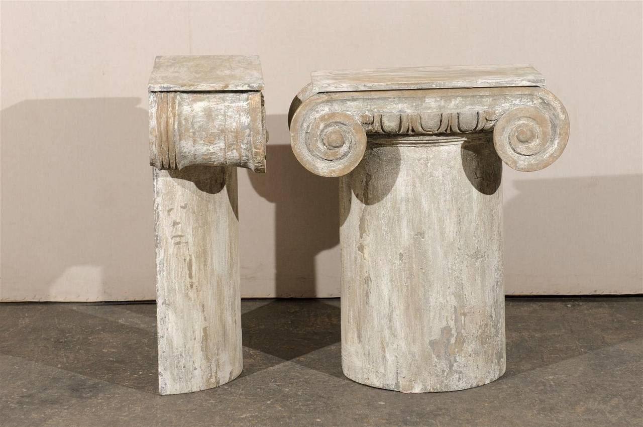 Pair of Painted Wood American Ionic Capital Console Tables 3