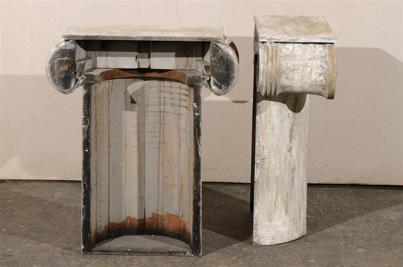 Pair of Painted Wood American Ionic Capital Console Tables 4