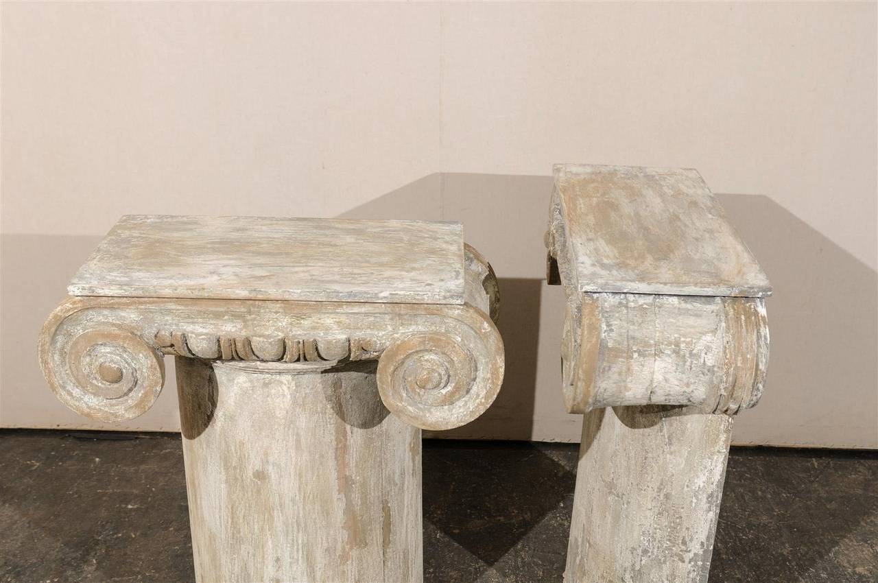 Pair of Painted Wood American Ionic Capital Console Tables 6