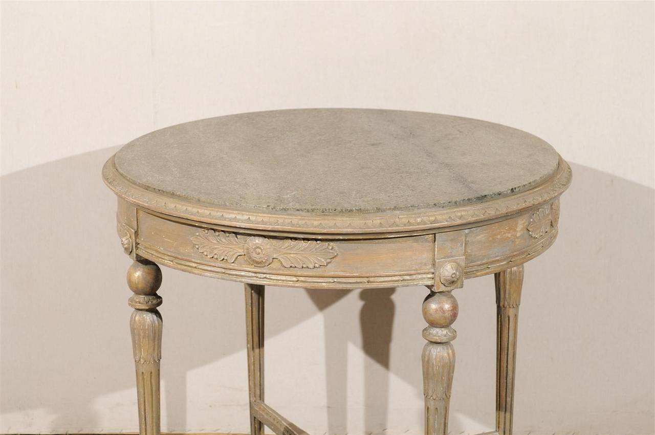 Painted Swedish Mid-19th Century Center Table with Marble Top For Sale