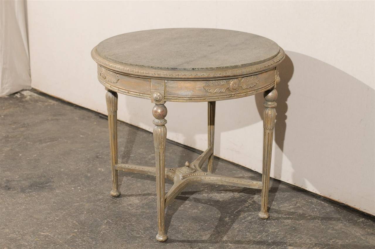 Wood Swedish Mid-19th Century Center Table with Marble Top For Sale