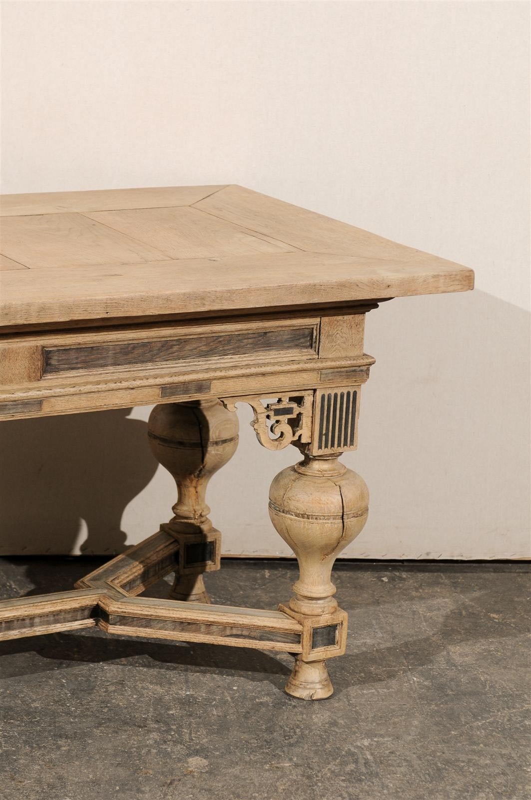 Hand-Carved A Very Handsome, Early 19th C. Swedish Baroque Style Bleached Wood Table or Desk