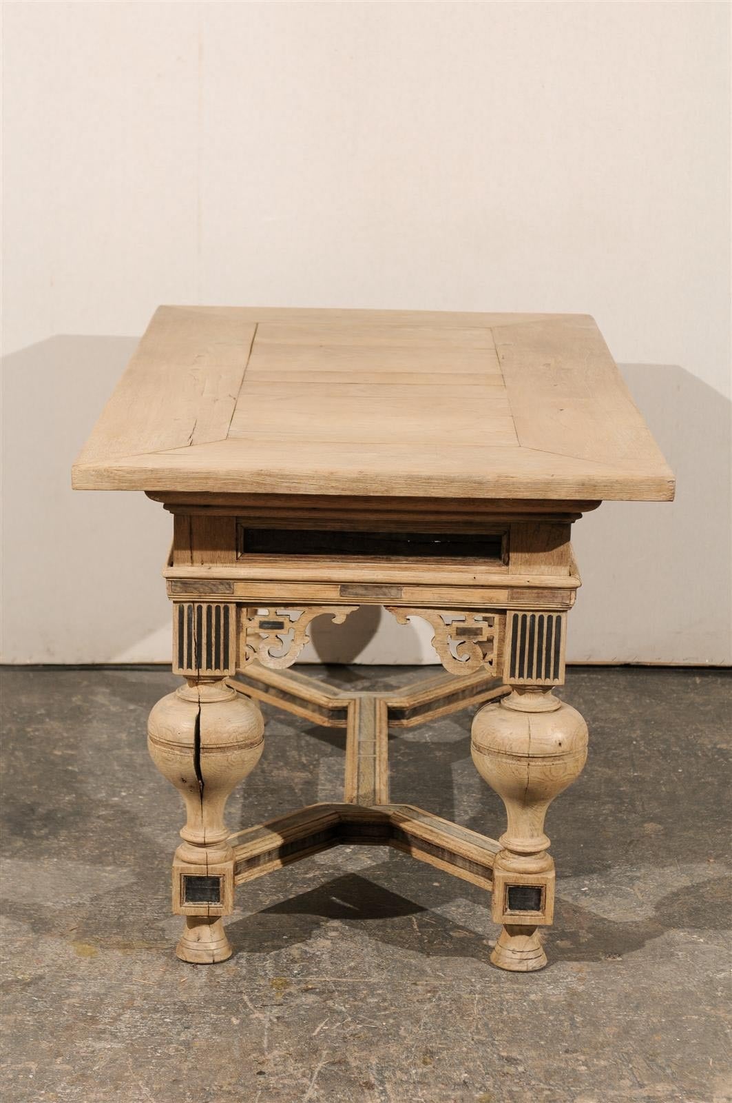A Very Handsome, Early 19th C. Swedish Baroque Style Bleached Wood Table or Desk 4
