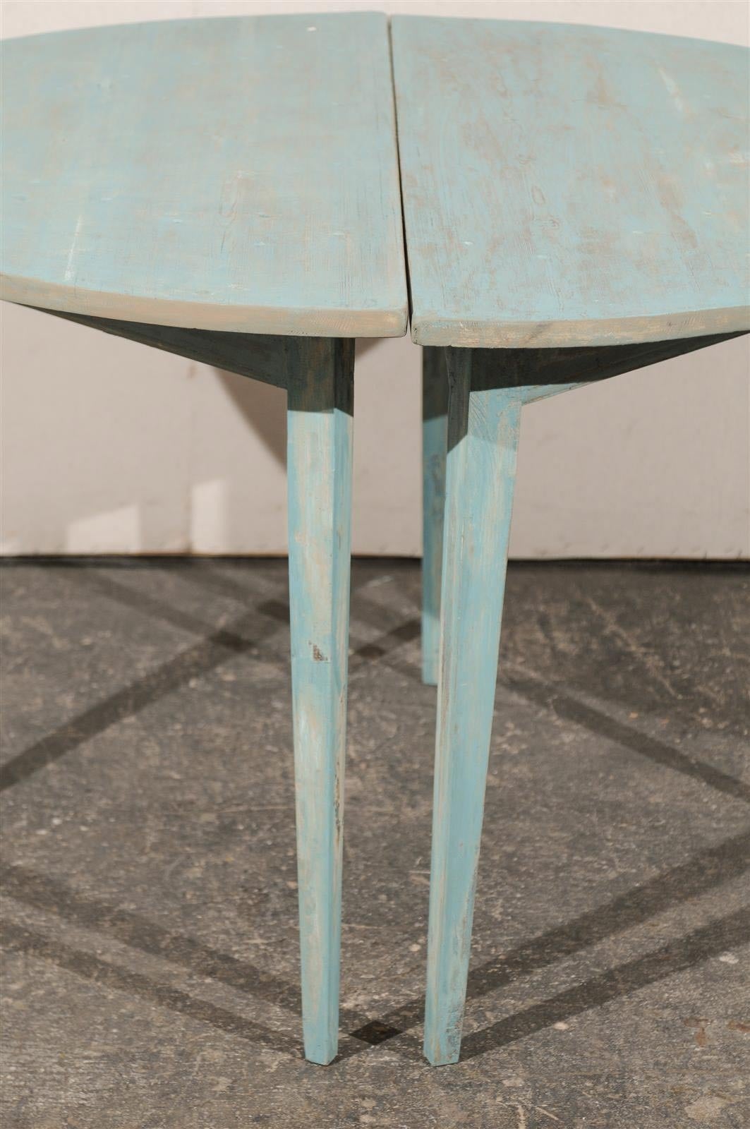 Pair of Swedish 19th Century Painted Wood Demilune Tables 4