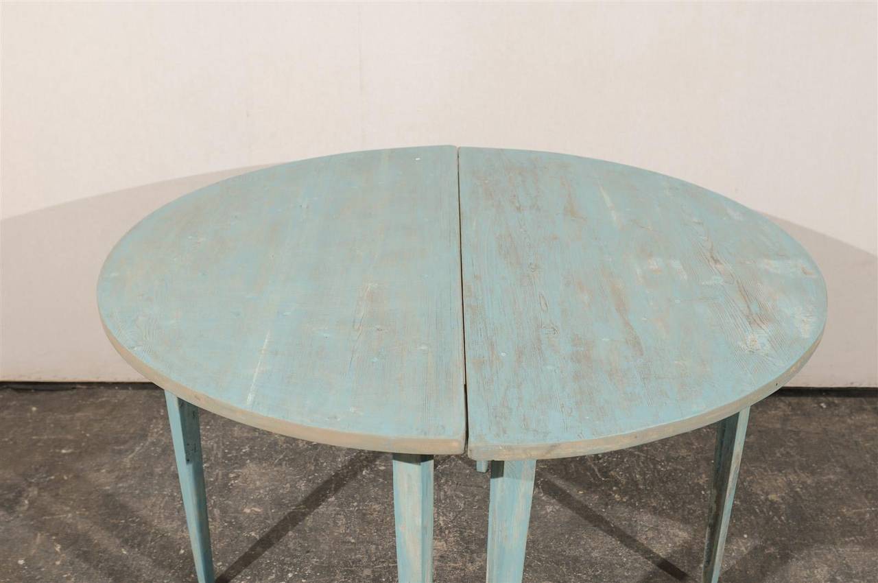 Pair of Swedish 19th Century Painted Wood Demilune Tables 5