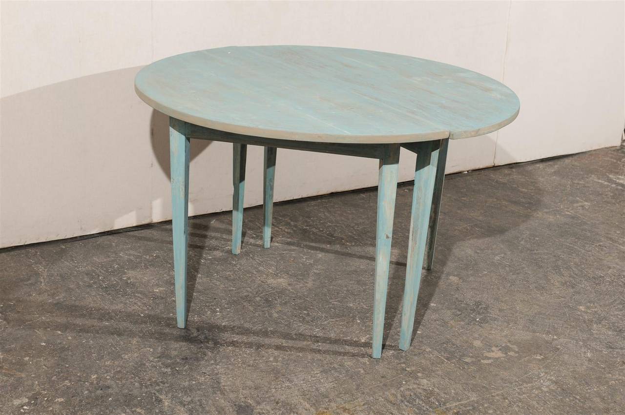 Pair of Swedish 19th Century Painted Wood Demilune Tables 7