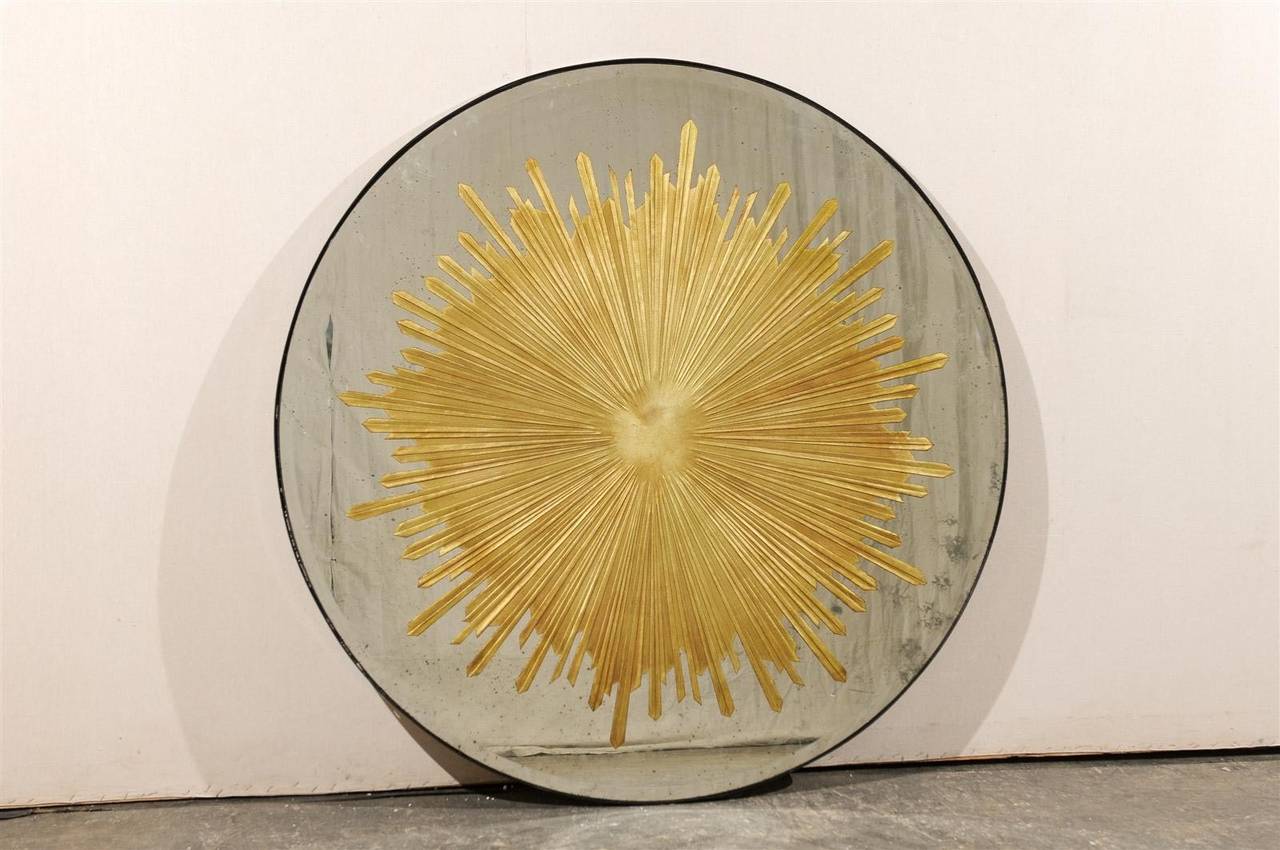 American Exquisite Round Eglomisé Sunburst Mirror