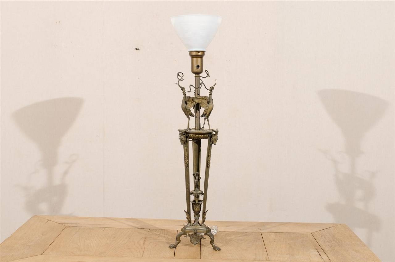 Italian Neoclassical Style Table Lamps with Bronze Base In Good Condition For Sale In Atlanta, GA