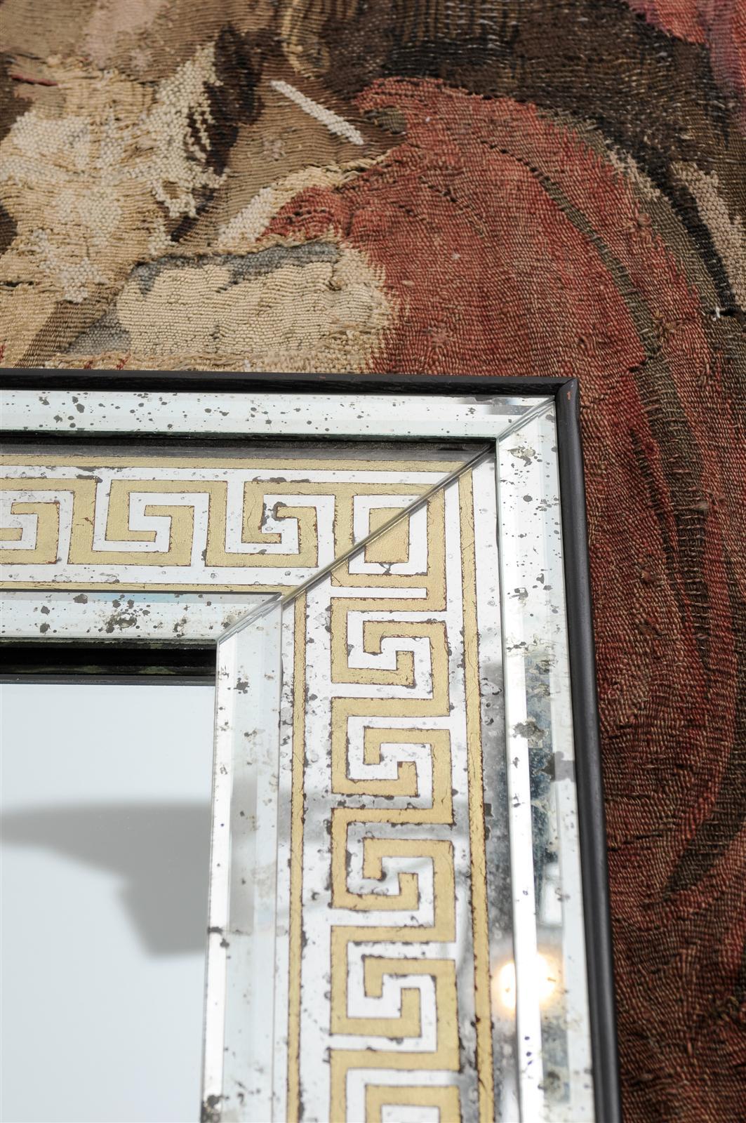 Large Scale Mirror with Eglomisé Greek Key Motif 2