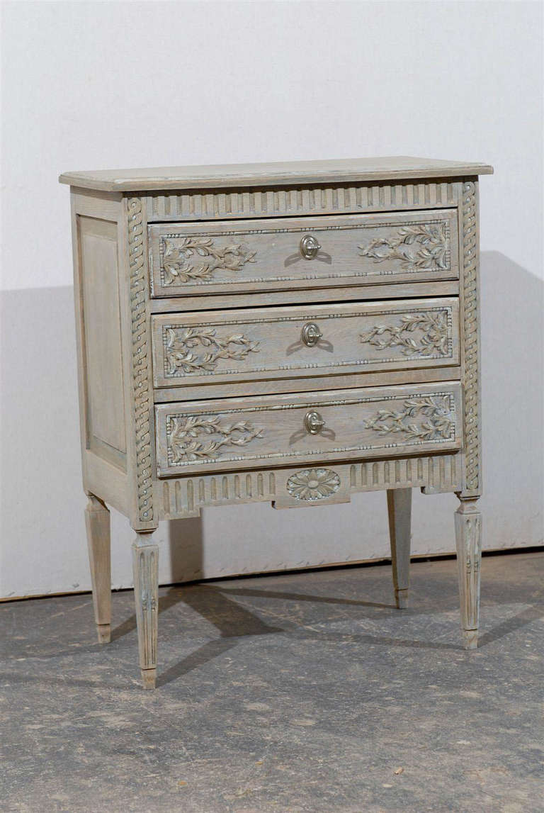 A French Small Size Three-Drawer Painted Wood Chest