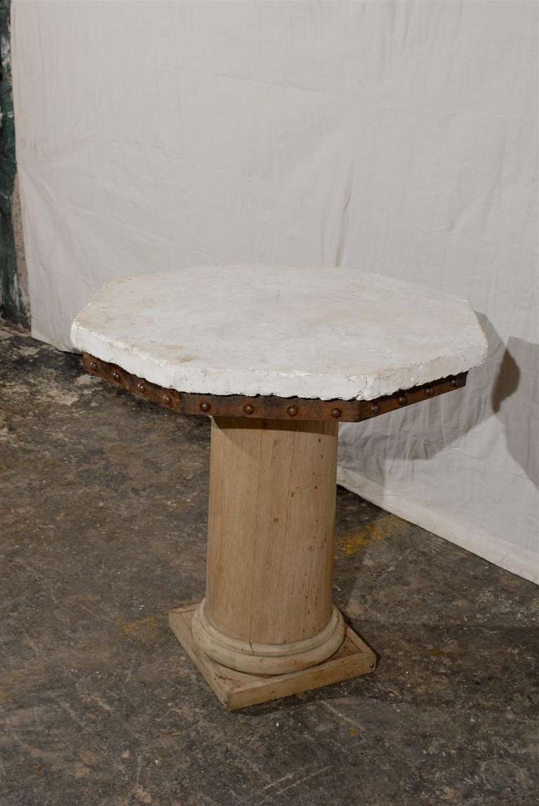 A Bleached Oak With Stone Top Pedestal Center Table 4