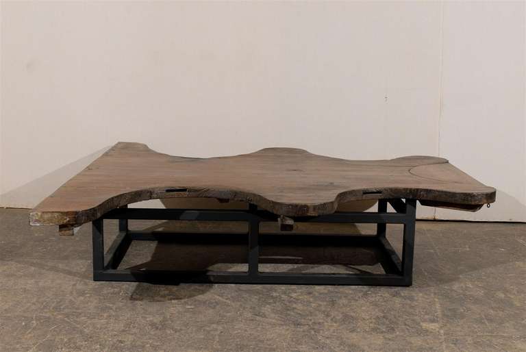 A French, 19th century wooden jewelry maker's top coffee table on metal base.
The table is 38.5