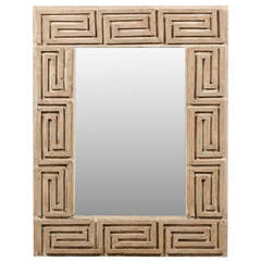 Greek Key Wooden Mirror with Antiqued Glass