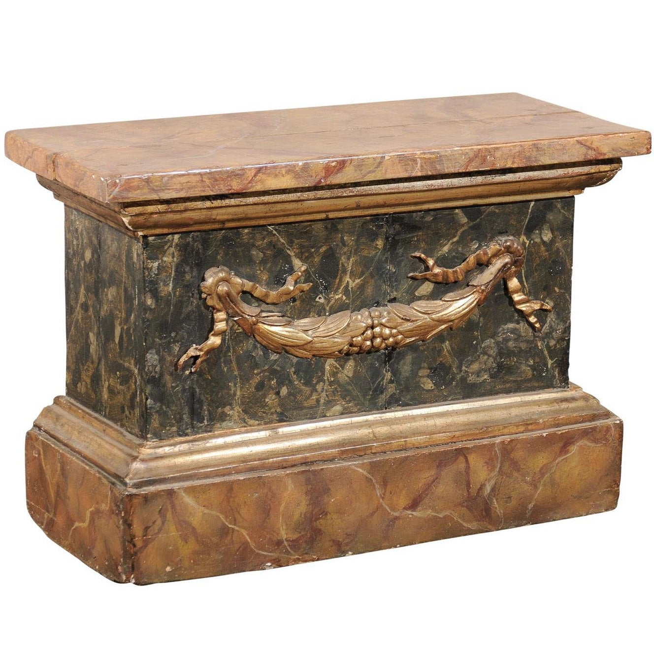 18th Century Italian Marbleized Pedestal For Sale