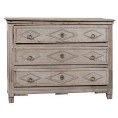 Early 19th Century French Three Drawer Bleached Oak Chest