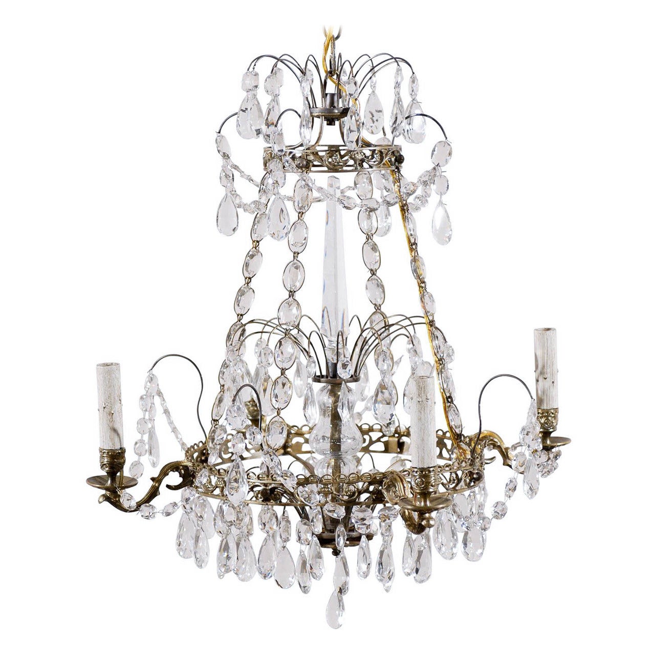 Swedish Four-Light Crystal Chandelier