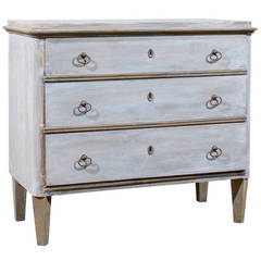 Swedish Mid-19th Century Gustavian Style Painted Wood Three-Drawer Chest 3