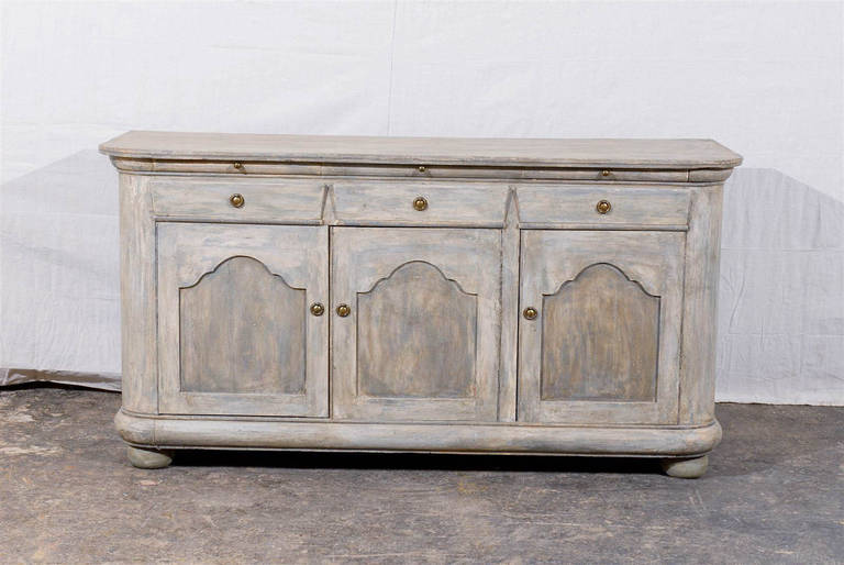 A Late 19th Century English Painted Wood Three-Door Sideboard