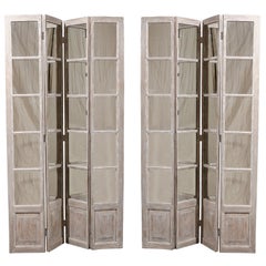 Pair of Mirrored Painted Wood Screens