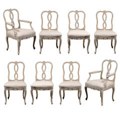 Set of Eight Italian 19th Century Painted Wood Venetian Style Dining Chairs