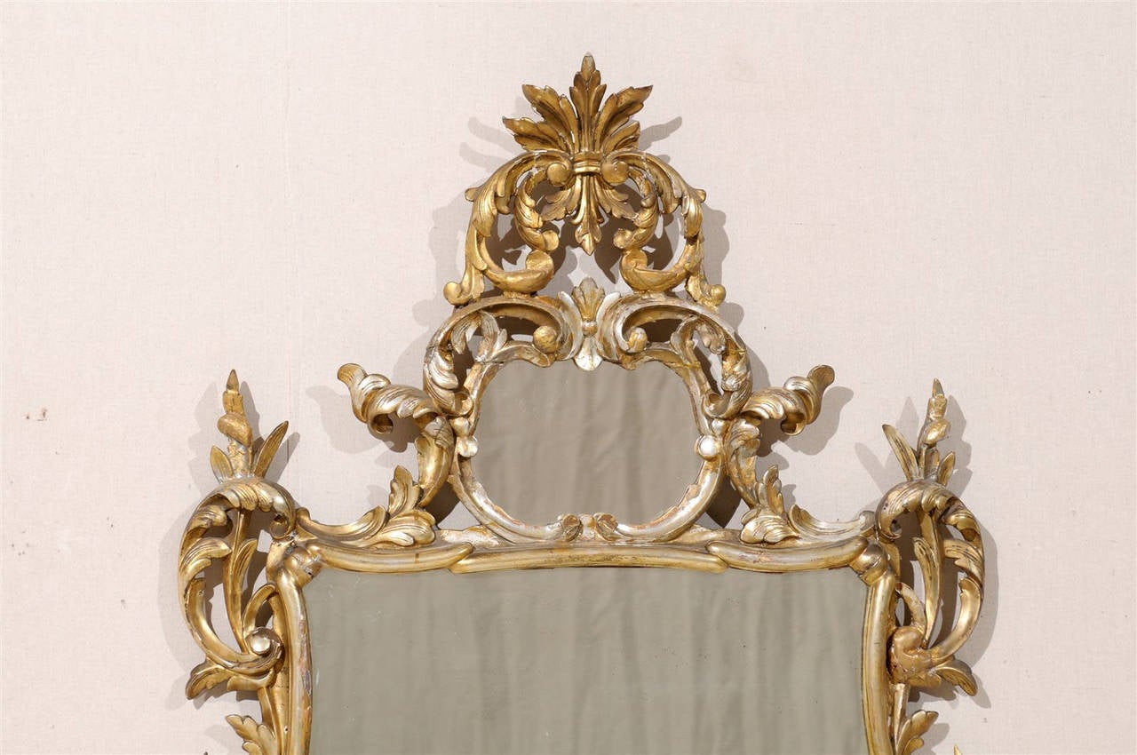 Early 20th Century Italian Gold and Silver Gilt Mirror In Good Condition In Atlanta, GA
