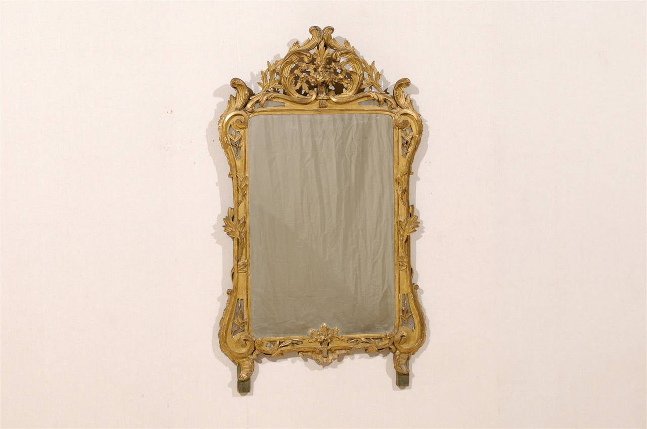French Mid-19th Century Richly Carved Gilded Wood Mirror In Good Condition In Atlanta, GA