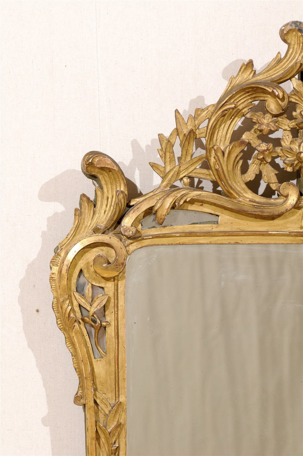 French Mid-19th Century Richly Carved Gilded Wood Mirror 1