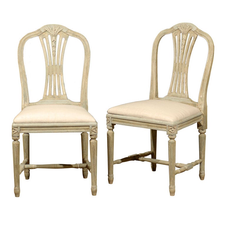 Set of Four Swedish Late Gustavian Style Wheat Back Side Chairs