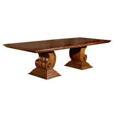 Hand-Carved Scroll Leg Base Dining or Conference Table Made of Peroba Wood 6