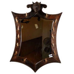 Black Forest Style Belgian Mirror with Carved Boar's Head